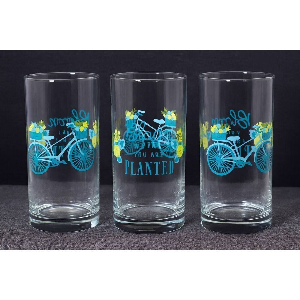 Crisa Libbey "Bloom Where You Are Planted" 16 oz glass tumblers